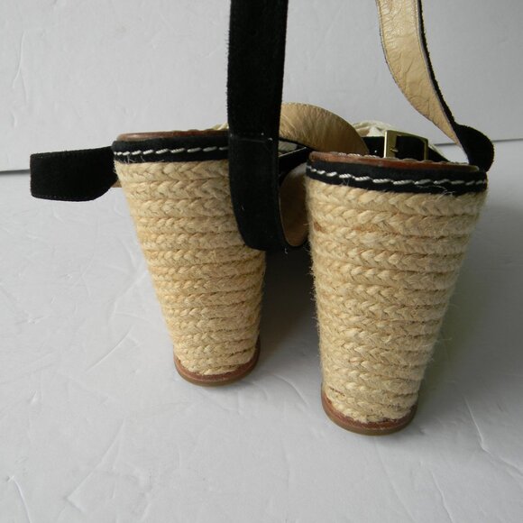 Kate Spade BRIT Black Cream Flower  Suede ESPADRILLE Wedge Sandals SZ 7 - Picture 8 of 10